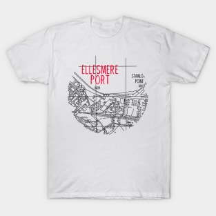 Ellesmere Port Map (Red & White) T-Shirt